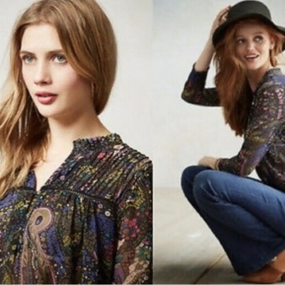 Dolan by Anthropologie Odessa Paisley Blouse sz Small - Picture 2 of 9